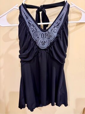 Black Halter top with Embroidery